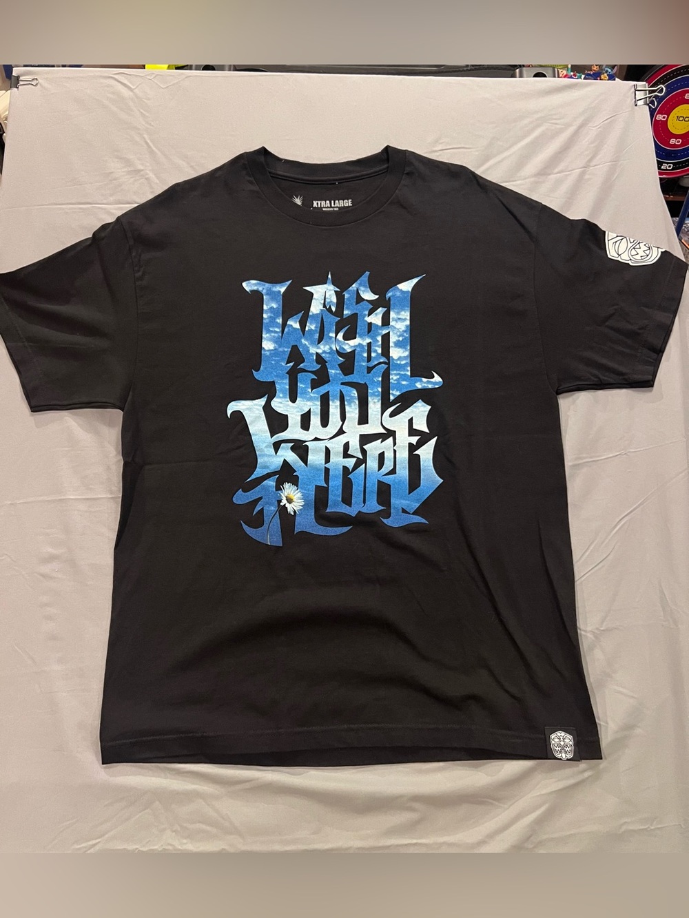 Farmers Market HawaiiBlack Graphic Tee with Blue Sky Lettering (0032)
